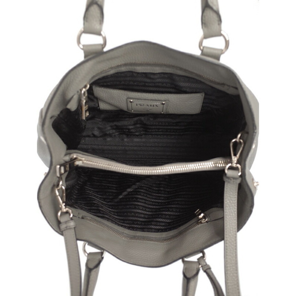 Prada Vitello Daino tote bag pebbled leather Gray - Picture 3 of 9